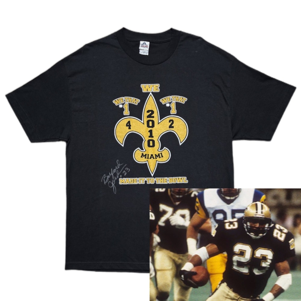 Signed Buford Jordan New Orleans Saints Super Bowl Champs T-Shirt Y2K Mens‎ XL